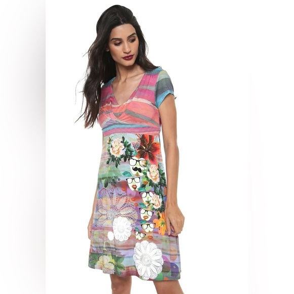 Desigual Women’s Striped Tutti Frutti Dress SZ SM - Picture 7 of 8